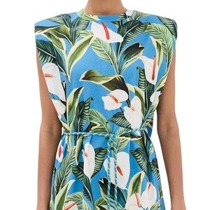 FARM Rio Blue Tropical Print Dress